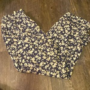 Blue floral wide leg pants